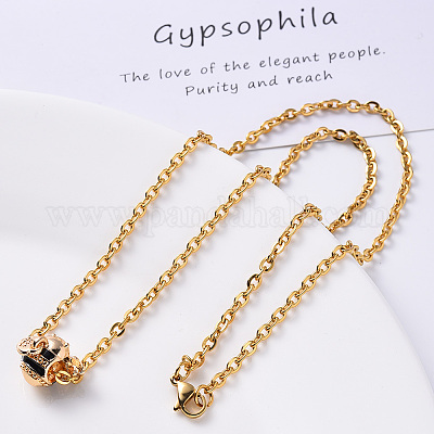 Ожерелье из нержавеющей стали с вакуумным покрытием PVD 304 NJEW-S420-004G-1