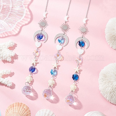 Стеклянные круглые и восьмиугольные бусины подвесные ловцы солнца HJEW-JM03445-1