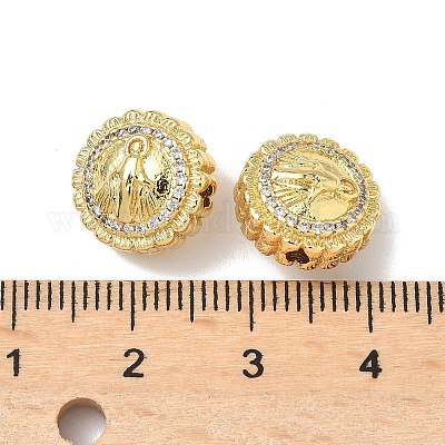 Латунные микро проложить кубического циркония бусы KK-Q068-44G-1