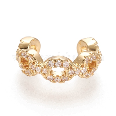 Латунные серьги-манжеты из прозрачного кубического циркония EJEW-M195-09G-1