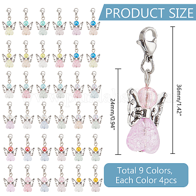 Акриловый кулон в виде сердца ангела HJEW-AB00705-1