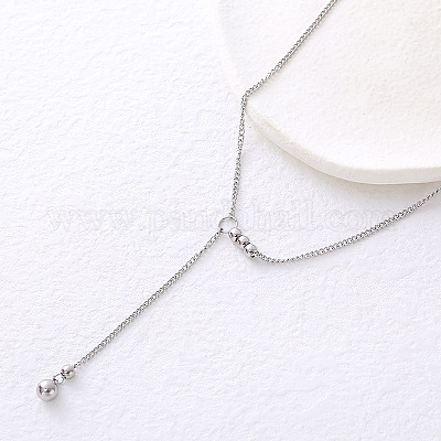 Ожерелья из нержавеющей стали с круглыми шариками и кисточками для женщин YL1426-1