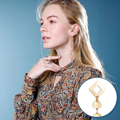 60 шт. фурнитура для сережек-гвоздиков в форме ромба из нержавеющей стали 201 с отверстием STAS-UN0047-01-1