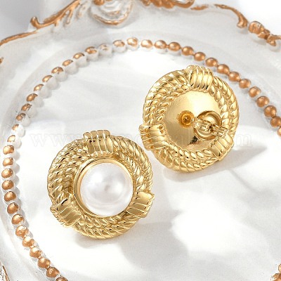 Серьги-гвоздики из нержавеющей стали 304 EJEW-G423-31A-G-1