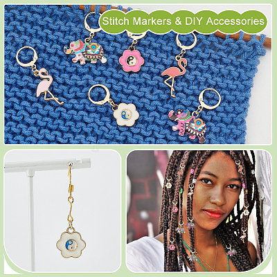 Фламинго/Инь Ян цветок/слон из сплава эмали подвесные маркеры для стежков HJEW-AB00460-1