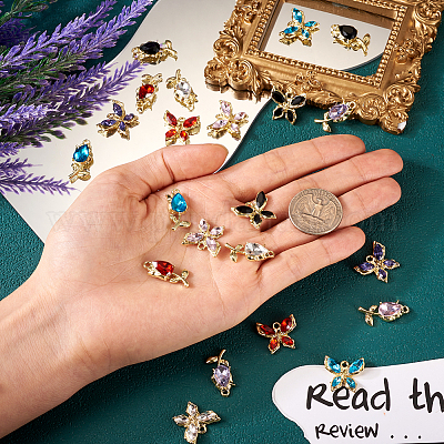 24шт 12 стильные стеклянные подвески со стразами FIND-TA0003-03-1