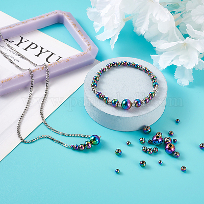 Стойка покрытие радужного цвета бусины из нержавеющей стали 304 FIND-MP0001-07-1