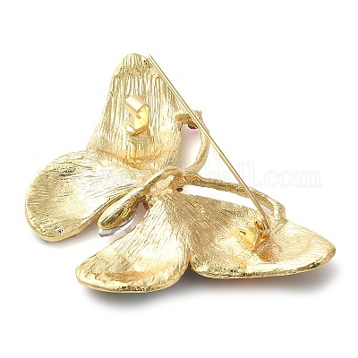 Брошь в форме бабочки с разноцветными стразами JEWB-G034-05G-1