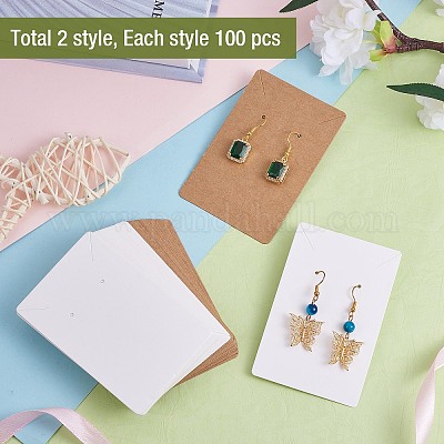 200 шт. 2 цвета прямоугольные картонные карты для ювелирных изделий CDIS-SZ0001-18-1