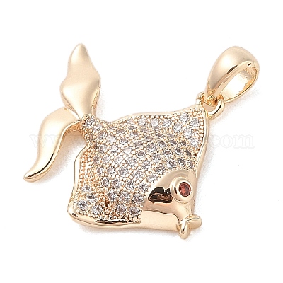 Латунные микропаве прозрачные подвески с фианитом KK-S388-10G-1