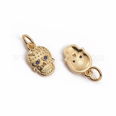 Позолоченные латунные подвески из микропаве из циркония ZIRC-L091-038B-1