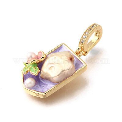 Латунные подвески с микропаве из кубического циркония и эмали KK-R222-16G-01-1