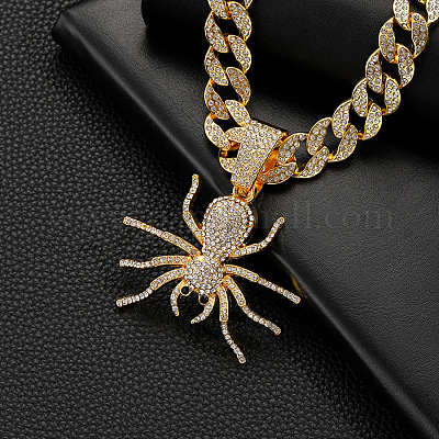 Ожерелья из кубинской цепи с подвеской в виде паука на Хэллоуин из сплава FS-WG4B1F3-01-1