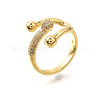 Латунные микро проложить манжеты кольца кубического циркония&nbsp;LS-RJEW-D308-03G-D-1