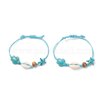 Регулируемые вощеные плетеные браслеты из хлопкового шнура BJEW-JB04083-1