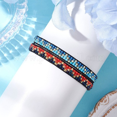 2шт. браслеты из стеклянных бусин ручной работы для женщин BJEW-MZ00158-1