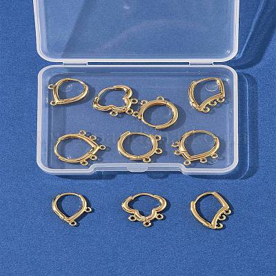 10 шт. 5 стиля латунная фурнитура для сережек-колец KK-FS0001-72-1