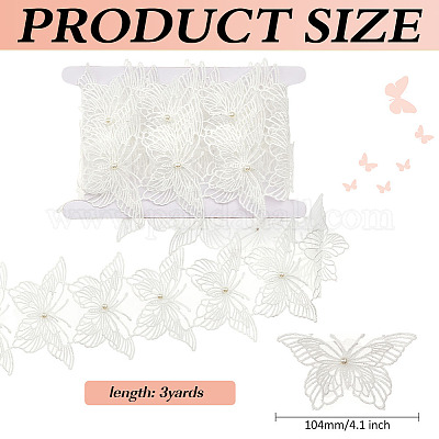 3 ярд органзы с отделкой из кружева с вышивкой из пластиковых жемчужин OCOR-MA0001-69-1