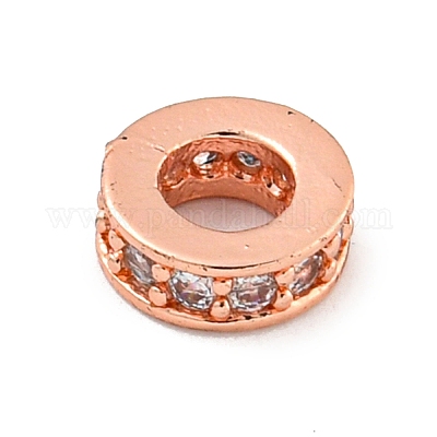 Бусины-проставки из латуни с кубическим цирконием KK-L215-008A-RG01-1