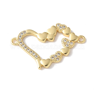 Подвески-сердечки с микропаве из латуни и кубическим цирконием KK-A252-28G-05-1