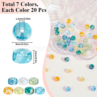 140 шт. 7 стиля гальванических прозрачных стеклянных бусин EGLA-SC0001-22-1
