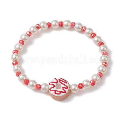 Эластичный браслет в форме пончика и стеклянных бусин с эмалью лэмпворк BJEW-JB10132-1