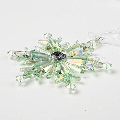 Рождественский прозрачный пластиковый кулон HJEW-G022-01D-1