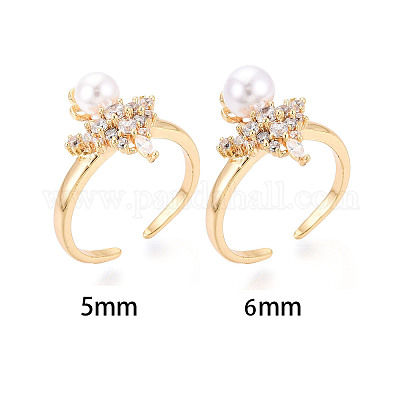 Оправы для колец-манжет из латуни с микропаве из прозрачного кубического циркония KK-T076-24G-1