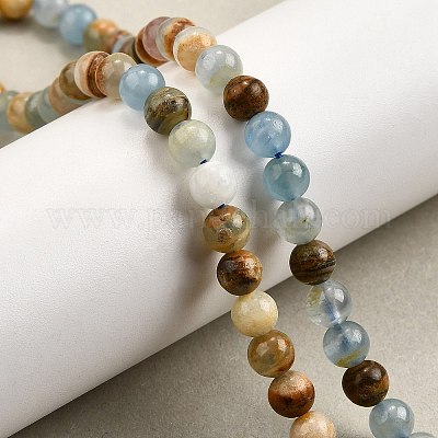 Нити из натурального голубого кальцита G-H312-C02-6mm-1