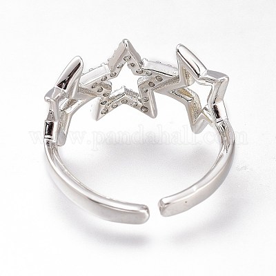 Латунные кольца из манжеты с прозрачным цирконием RJEW-N031-25P-1