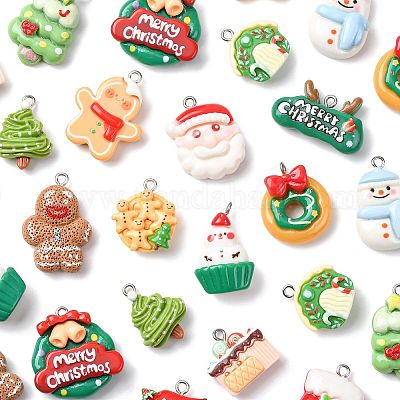 30шт 15 стиля рождественские подвески из непрозрачной смолы CRES-FS0001-33-1