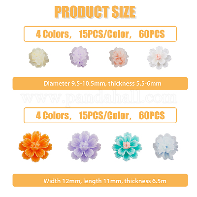 120 шт. 8 стиля цветочных кабошонов из смолы MRMJ-FH0001-30-1