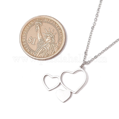 6 шт. 6 стиля 201 нержавеющая сталь 3 ожерелья с подвесками в виде сердца NJEW-JN05195-1