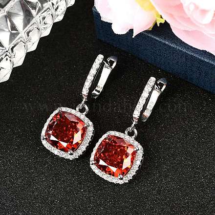 925 квадратные серьги-кольца из стерлингового серебра с паве из кубических цирконий EJEW-C150-01A-01-1