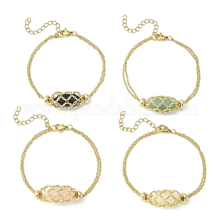 Браслет-пуля из натуральных смешанных драгоценных камней BJEW-JB09563-1