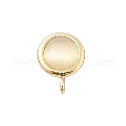 Кабошон кошачий глаз из латуни с круглой фурнитурой для сережек-гвоздиков KK-E791-20G-1