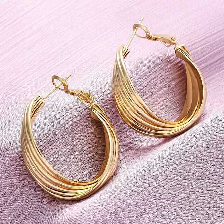 Латунные серьги-кольца EJEW-R025-30G-1