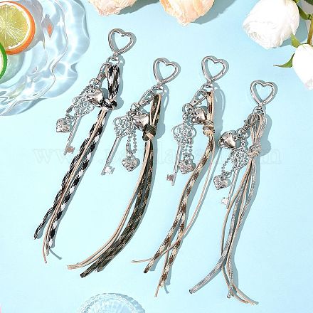 4 шт. 4-цветный полиэстеровый шнур и подвесные украшения из сплава и пластика HJEW-JM04341-1