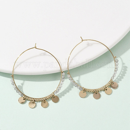 Серьги-люстры из натурального лабрадорита из нержавеющей стали 304 EJEW-Z089-36G-02-1