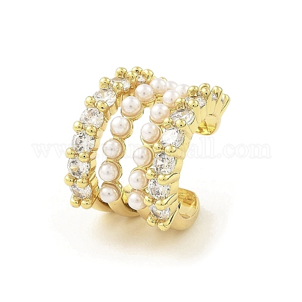 Серьги-каффы из латуни с микропаве и кубическим цирконием EJEW-H117-10G-1