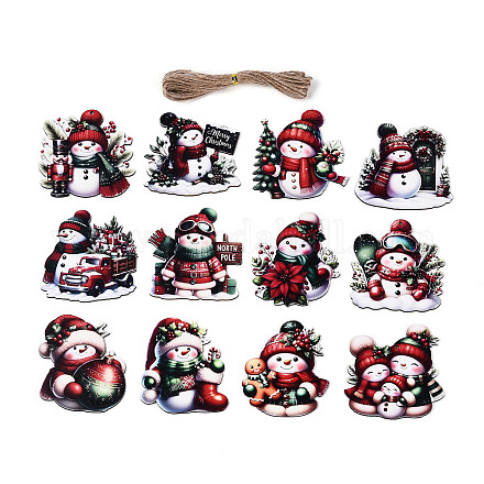 12 шт. Рождественские подвесные украшения из дерева с односторонним УФ-отпечатком WOOD-N020-1