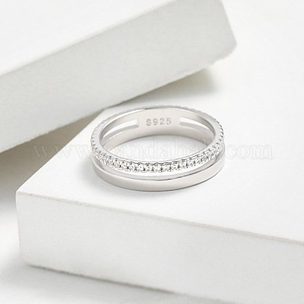 Простые кольца из стерлингового серебра 925 пробы с микропаве из прозрачных кубических цирконий WG5B003-03-1
