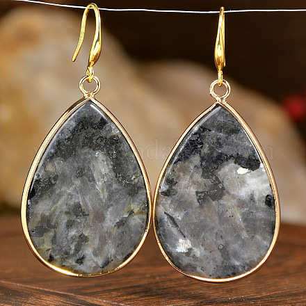 Серьги-капли из натурального ларвикита FS-WG5CAE0-11-1