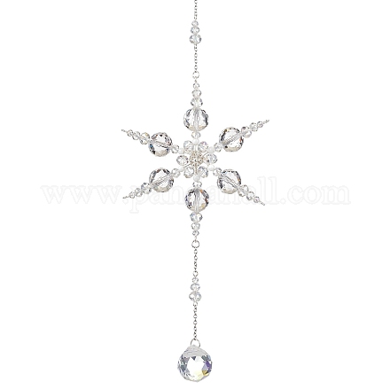 Стеклянные подвески в виде снежинок HJEW-TA00237-1