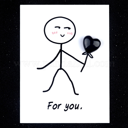 Украшения из натурального обсидиана в виде сердца PW-WGB97A3-10-1