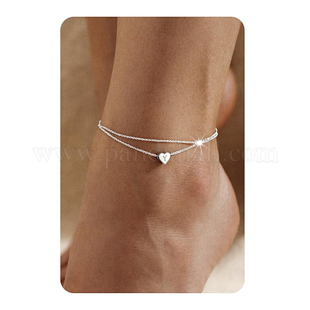 201 нержавеющая сталь сердце с инициалами двухслойные женские браслеты на ногу FS-WG0EC0A-21-1