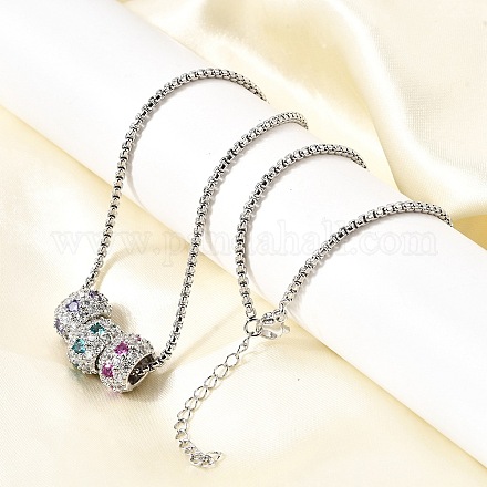 Латунный микропаве разноцветный кубический цирконий 3 рондель подвеска коробка цепочка ожерелья NJEW-K287-03P-1