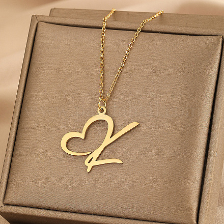 Ожерелья с подвеской в форме сердца из нержавеющей стали 304 для женщин и мужчин FS-WG51A4F-05-1