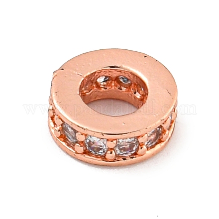Бусины-проставки из латуни с кубическим цирконием KK-L215-008A-RG01-1