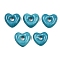 Handmade Lampwork Beads, Large Hole Beads, Heart, Dark Turquoise, 14x15x5mm, Hole: 4mm